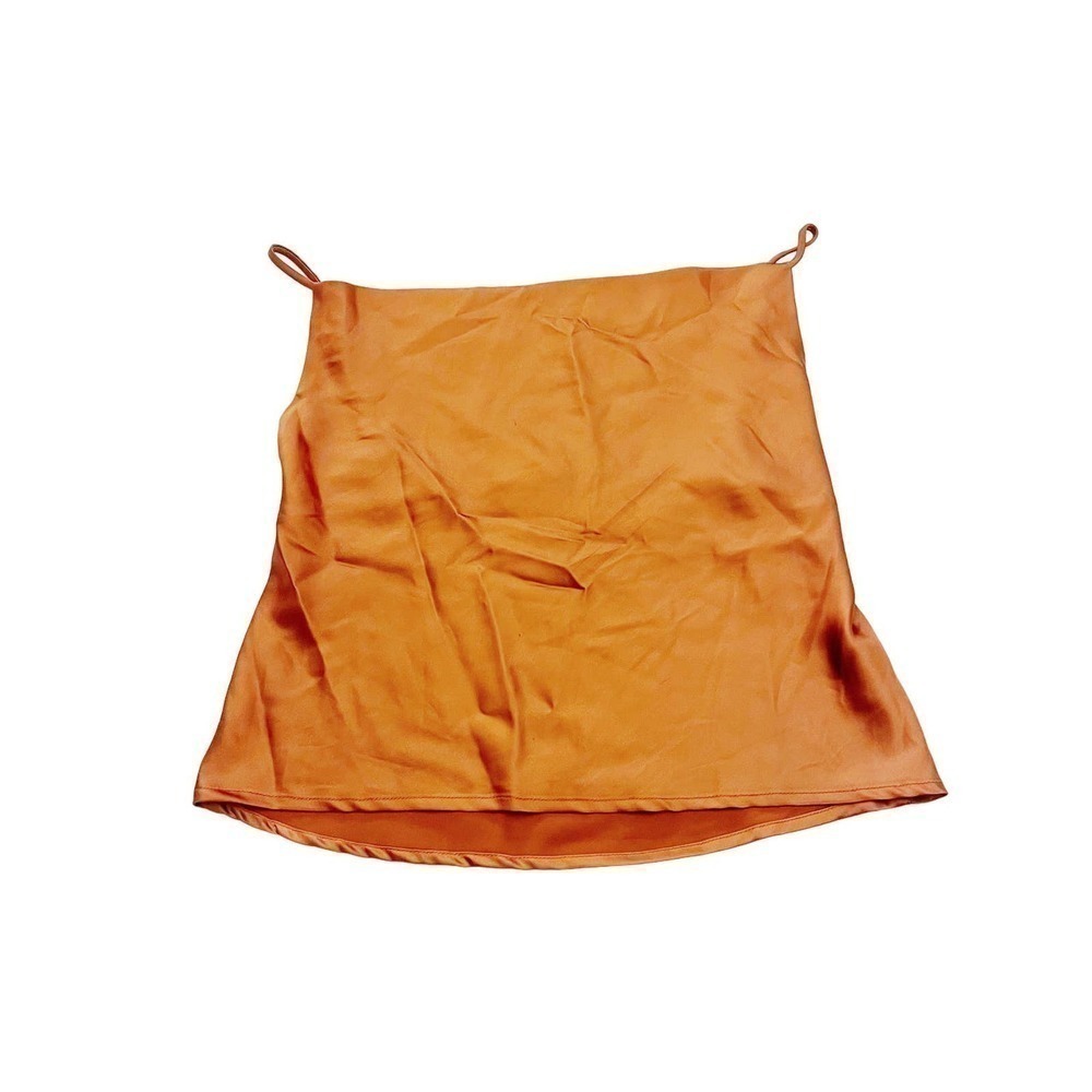 Polly Orange Halter Top Faux Silk SZ 4